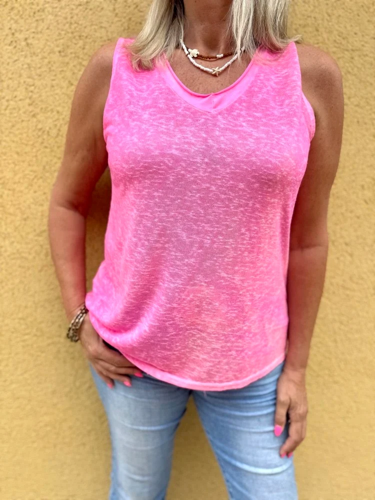 Débardeur en viscose Sofian rose fluo