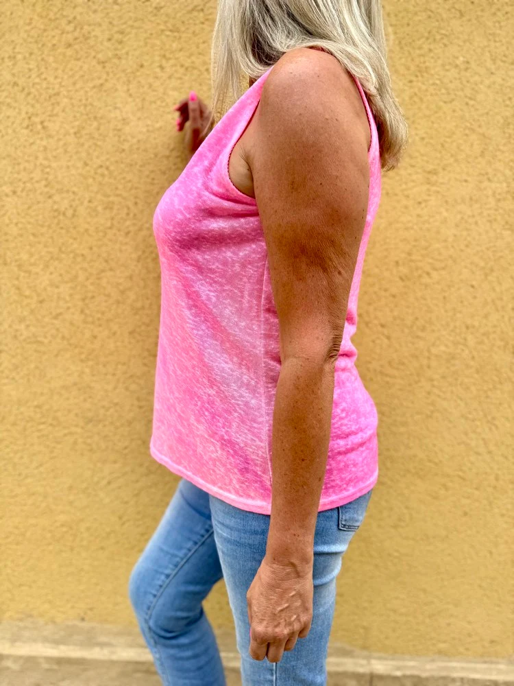 Débardeur en viscose Sofian rose fluo