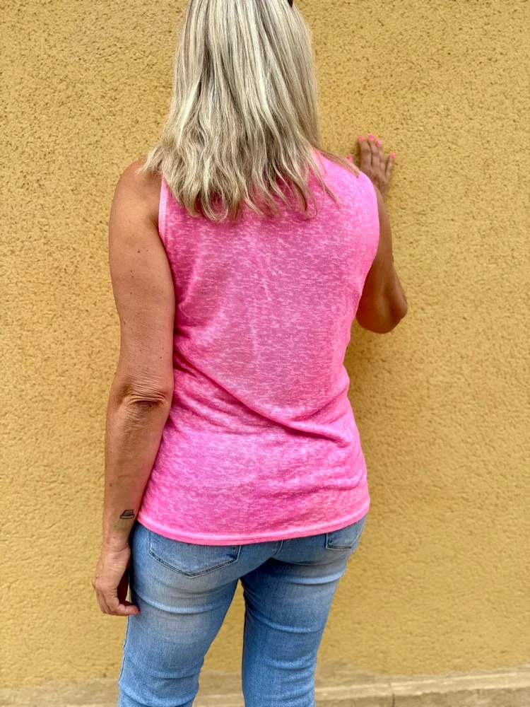 Débardeur en viscose Sofian rose fluo
