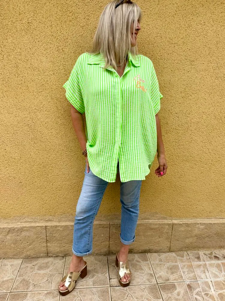 Chemise en gaze de coton Ciao bella vert
