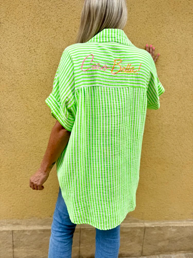 Chemise en gaze de coton Ciao bella vert