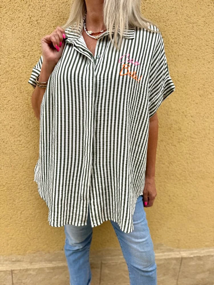Chemise en gaze de coton Ciao bella kaki