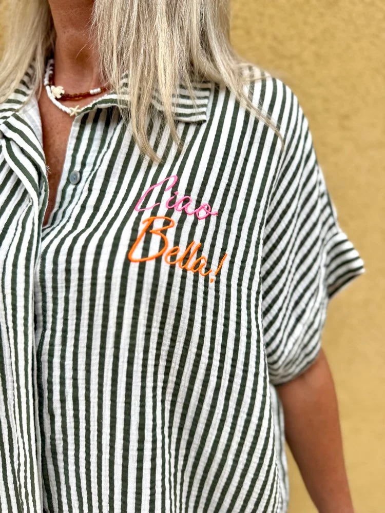 Chemise en gaze de coton Ciao bella kaki