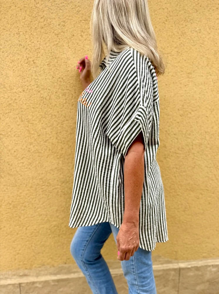 Chemise en gaze de coton Ciao bella kaki