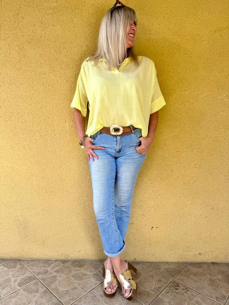 Tunique en voile de coton Florina jaune