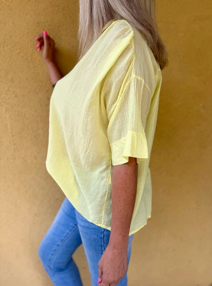 Tunique en voile de coton Florina jaune