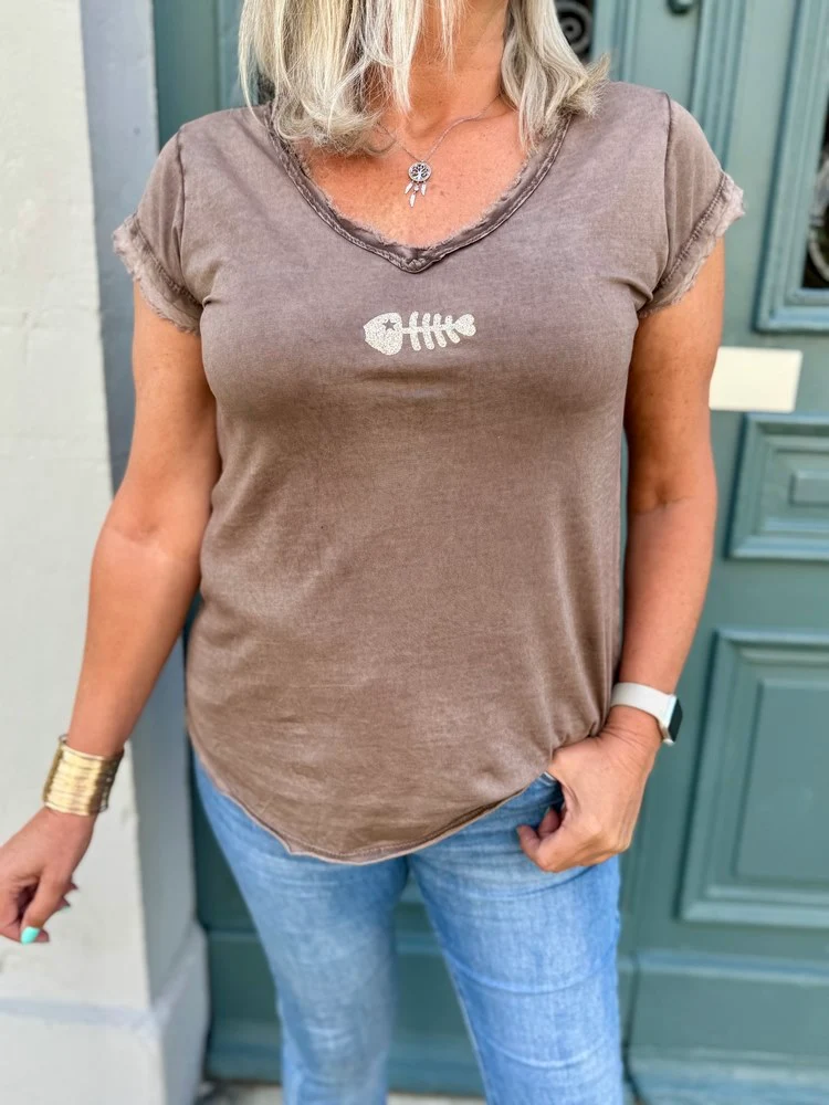 Teeshirt Poisson marron glacé