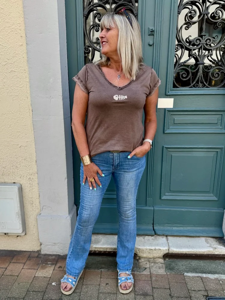 Teeshirt Poisson marron glacé
