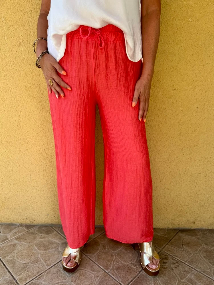 Pantalon fluide Nino corail