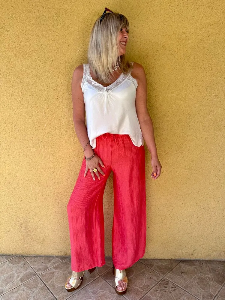 Pantalon fluide Nino corail