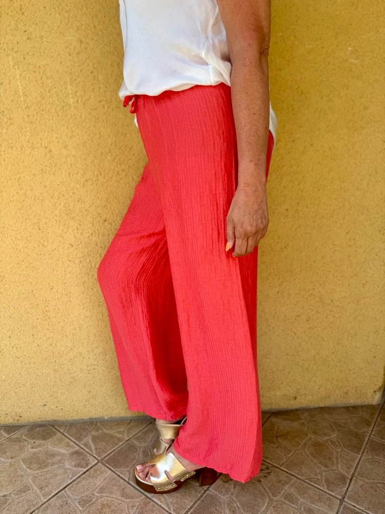 Pantalon fluide Nino corail
