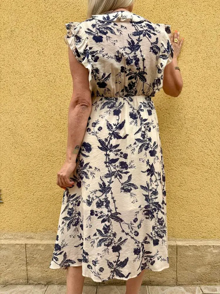 Robe imprimée Inès beige et noir