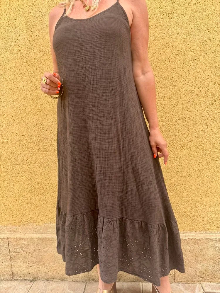 Robe en gaze de coton Gabriella chocolat