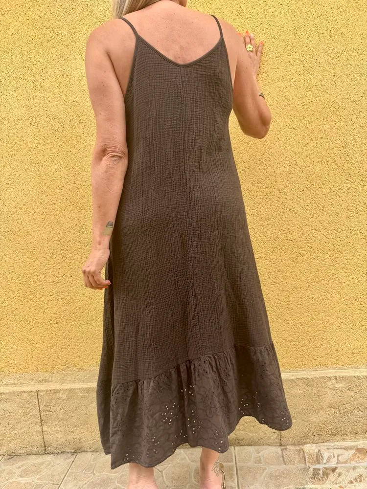 Robe en gaze de coton Gabriella chocolat