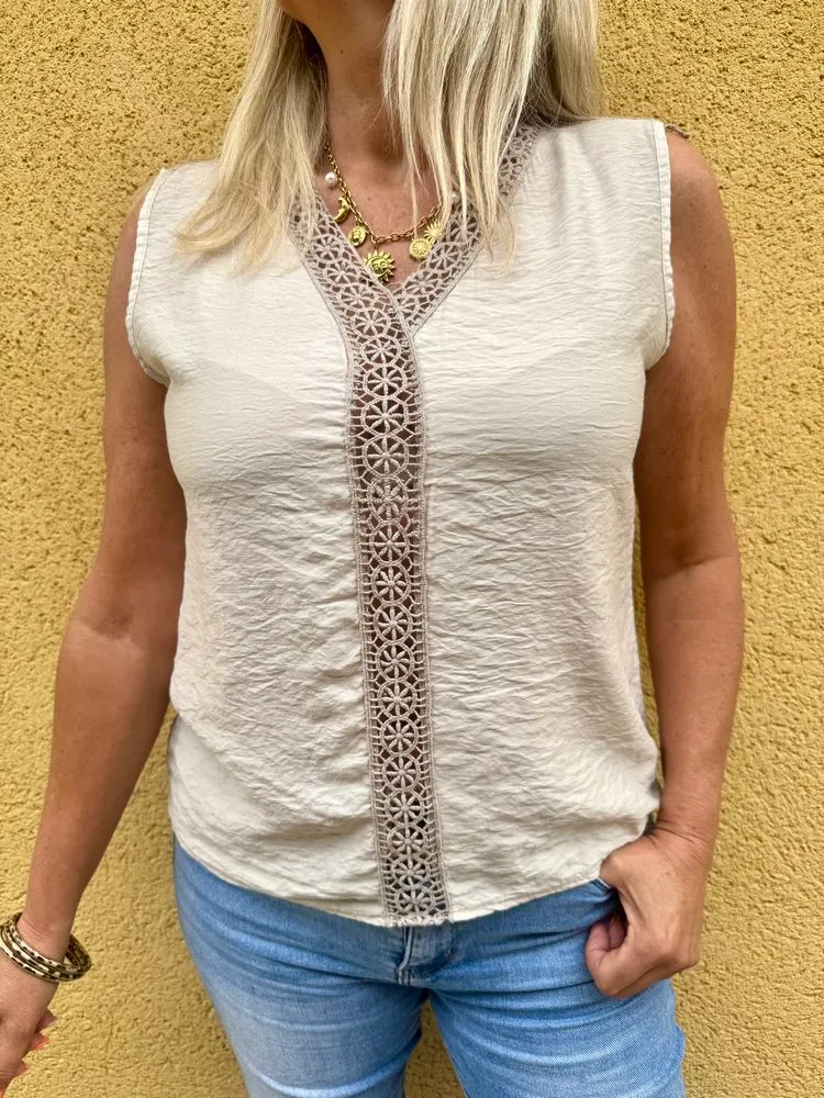 Teeshirt fluide en viscose Carlo beige