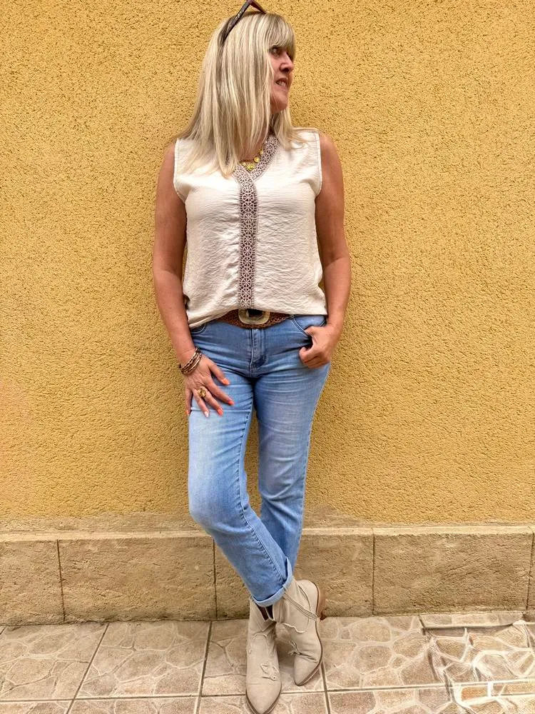 Teeshirt fluide en viscose Carlo beige