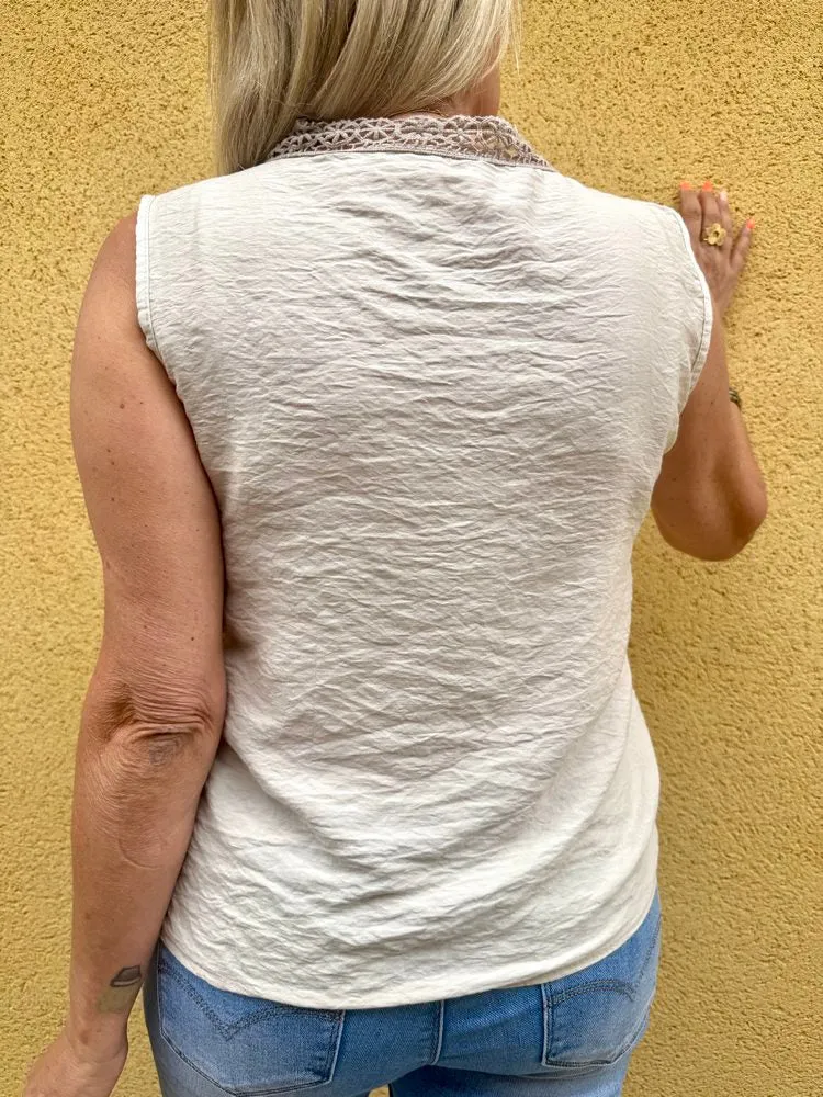 Teeshirt fluide en viscose Carlo beige