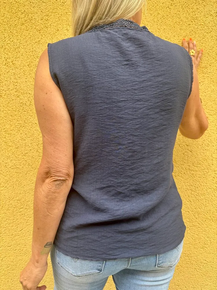 Teeshirt fluide en viscose Carlo bleu marine