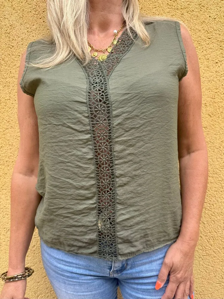 Teeshirt fluide en viscose Carlo kaki