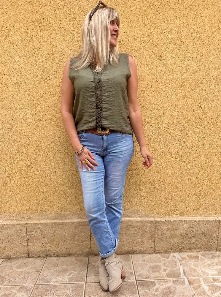 Teeshirt fluide en viscose Carlo kaki