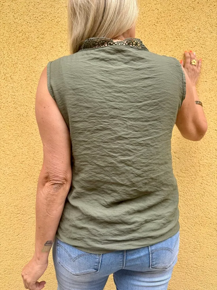Teeshirt fluide en viscose Carlo kaki