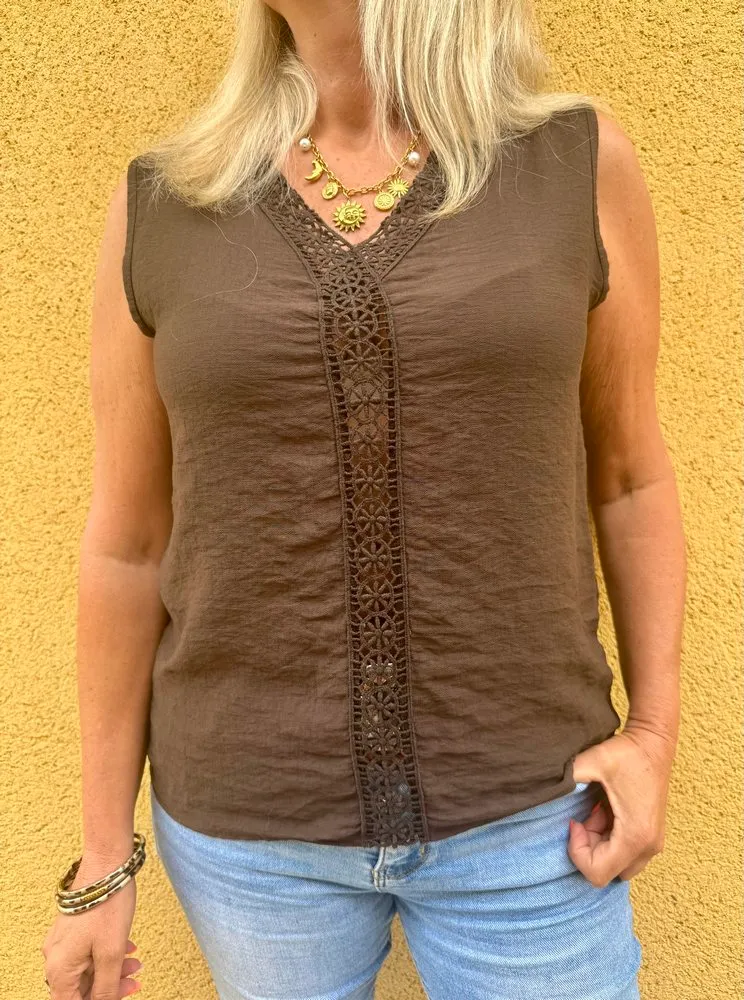 Teeshirt fluide en viscose Carlo chocolat