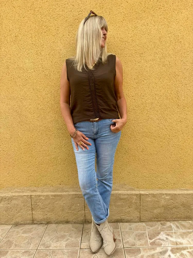 Teeshirt fluide en viscose Carlo chocolat
