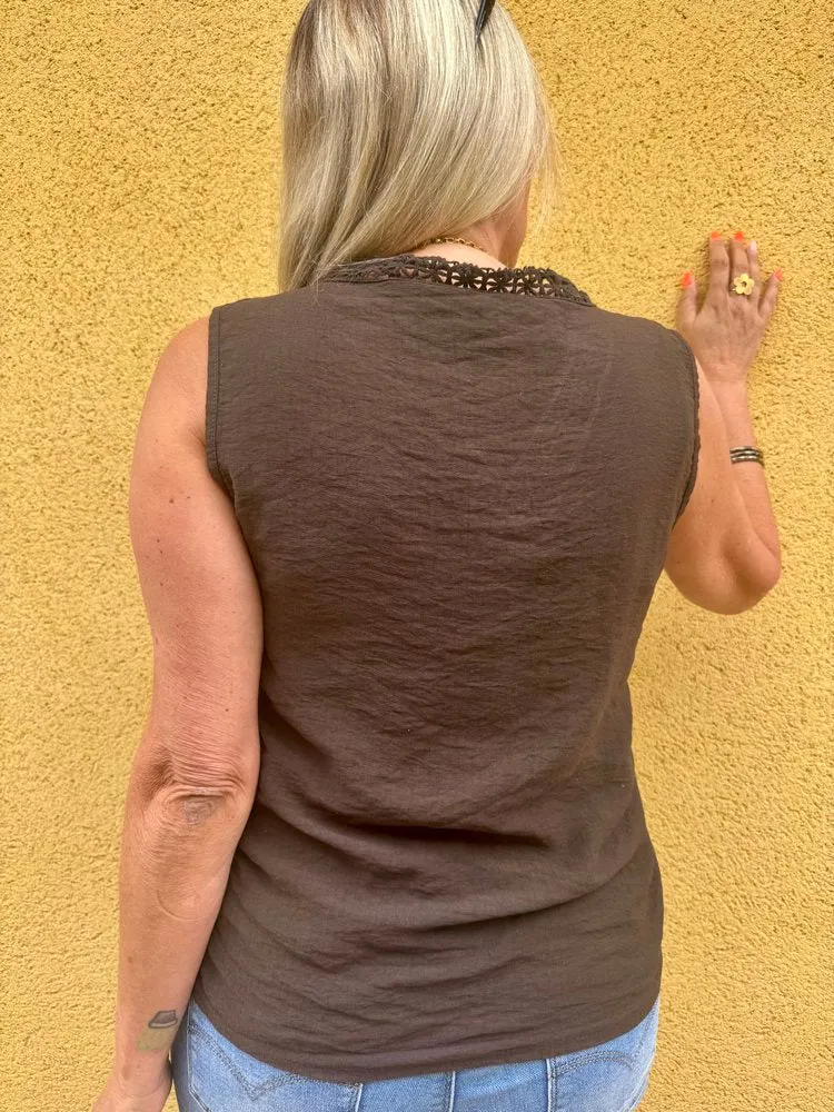 Teeshirt fluide en viscose Carlo chocolat
