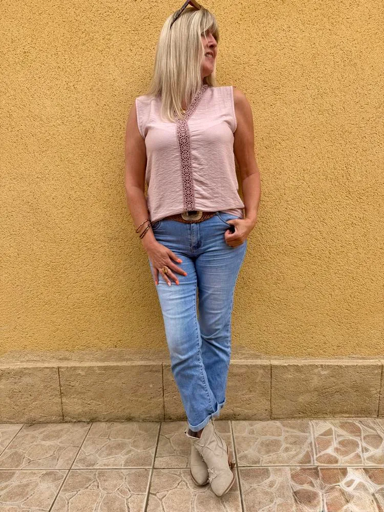 Teeshirt fluide en viscose Carlo vieux rose