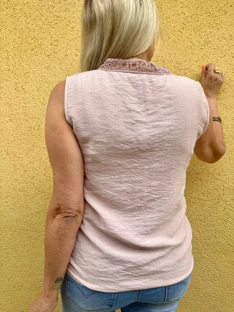 Teeshirt fluide en viscose Carlo vieux rose
