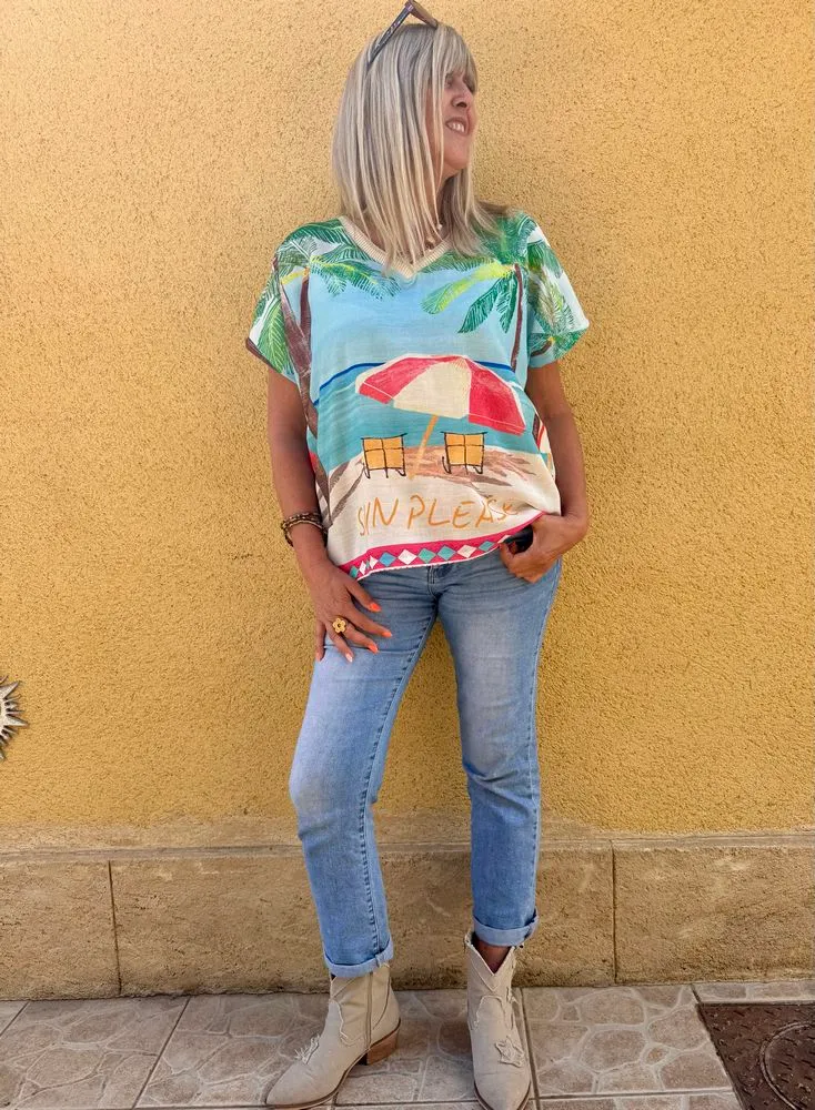 Teeshirt en viscose et lin Juno Soleil