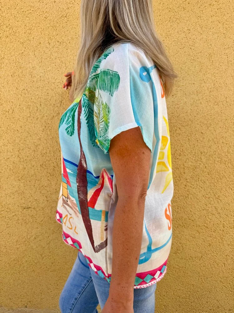 Teeshirt en viscose et lin Juno Soleil