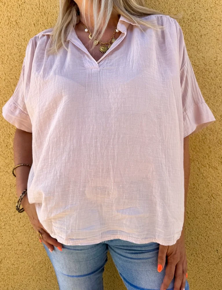 Tunique en voile de coton Florina rose