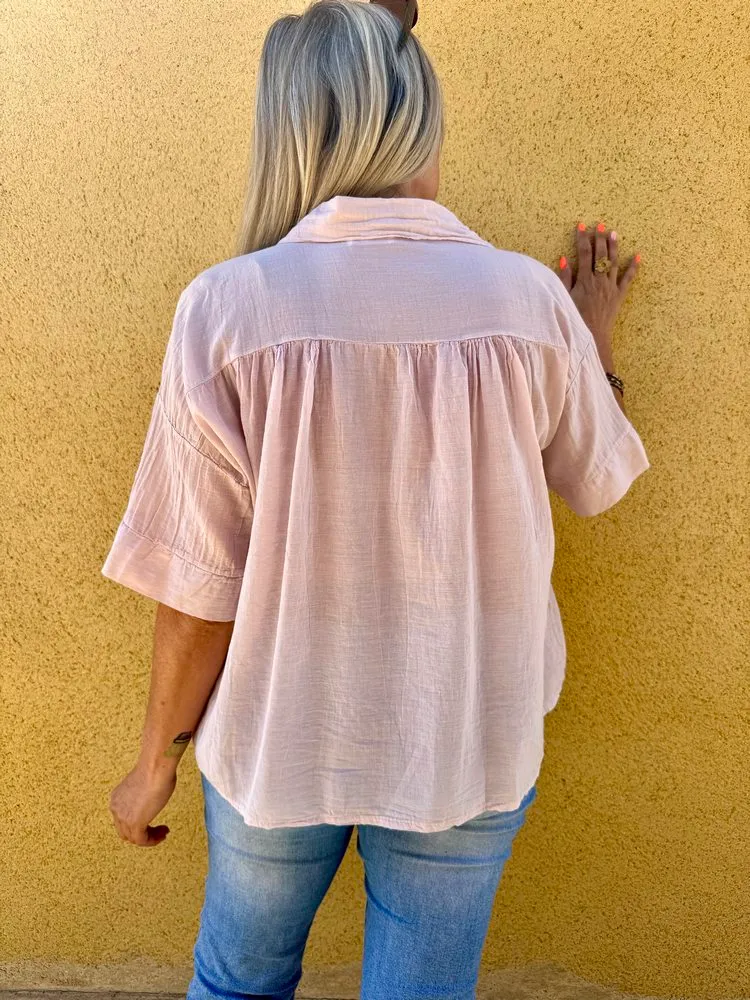 Tunique en voile de coton Florina rose