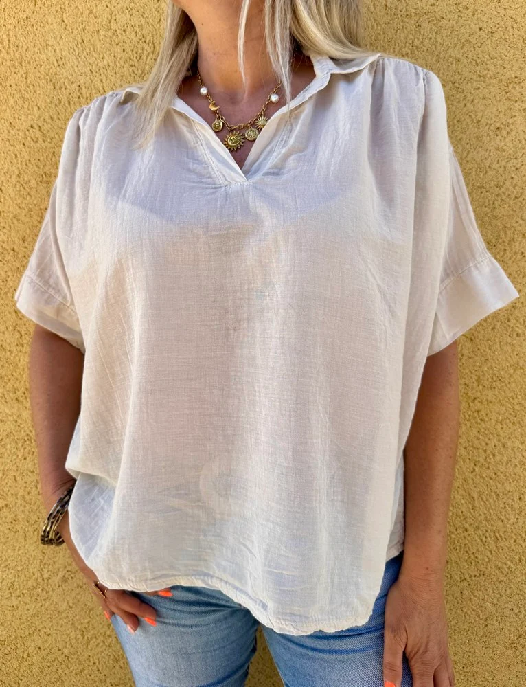 Tunique en voile de coton Florina beige