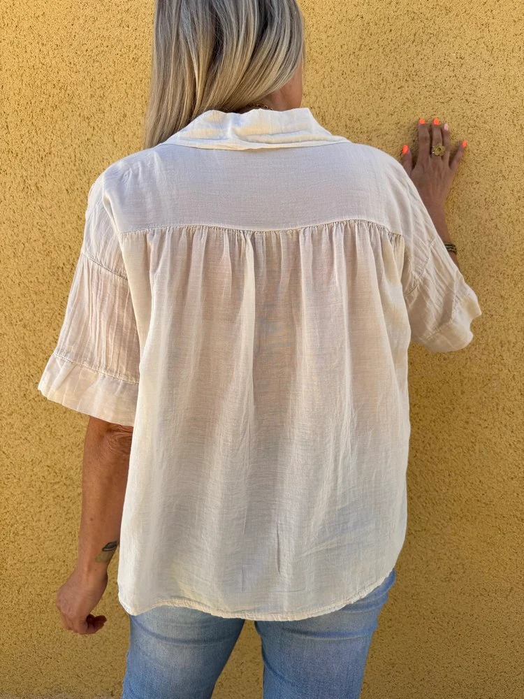 Tunique en voile de coton Florina beige