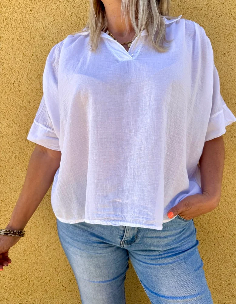 Tunique en voile de coton Florina blanc