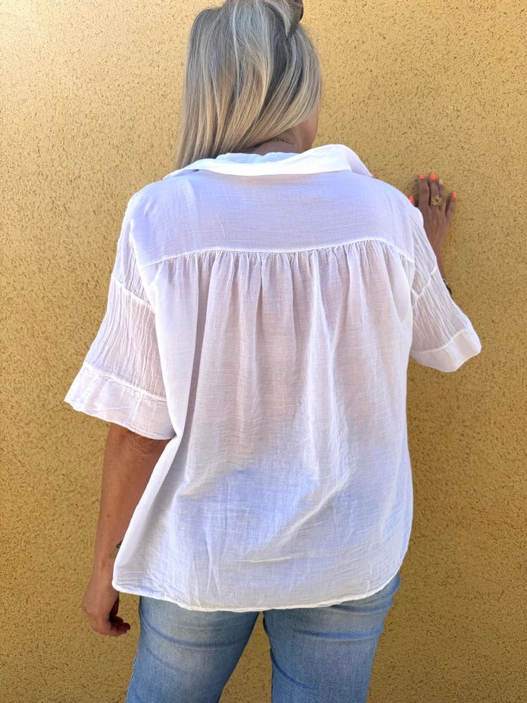 Tunique en voile de coton Florina blanc