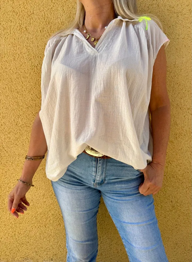 Tunique en voile de coton Alicia beige
