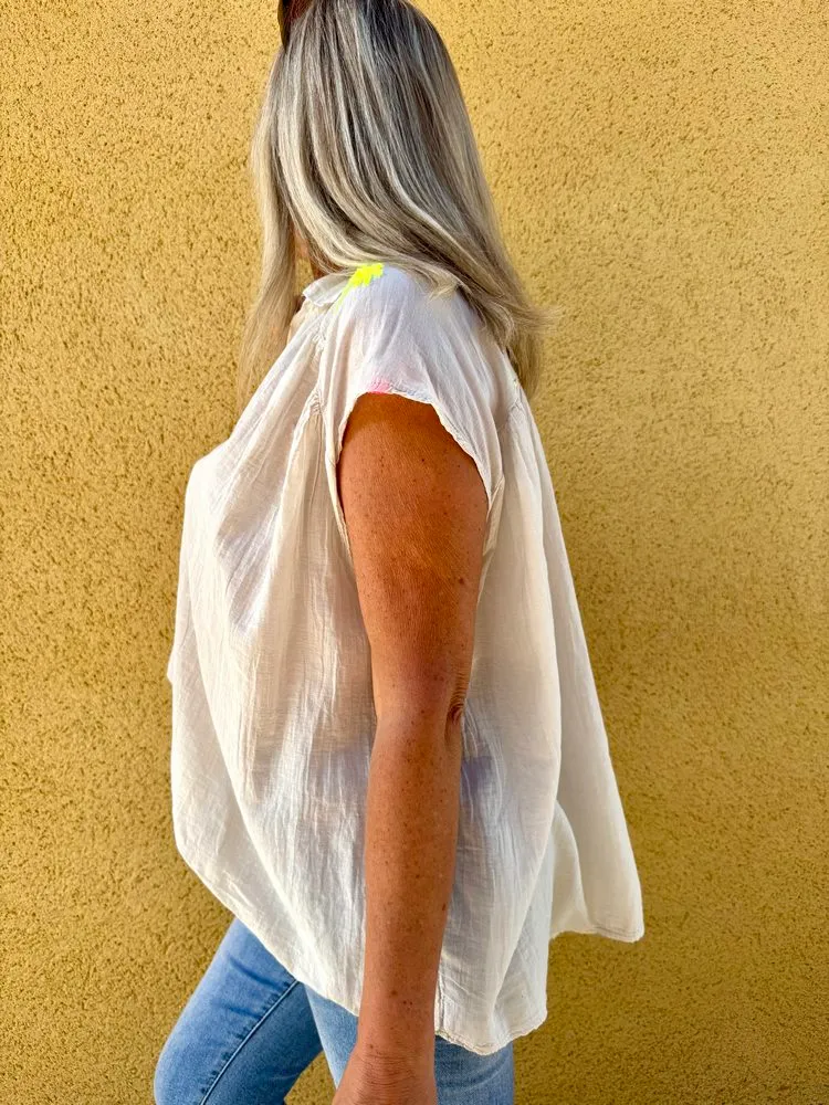 Tunique en voile de coton Alicia beige