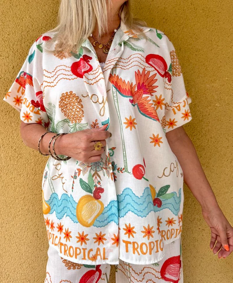 Chemise viscose et lin Claudia Tropique