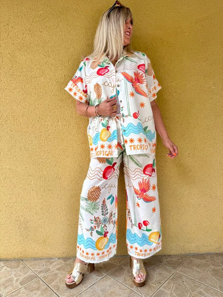 Chemise viscose et lin Claudia Tropique