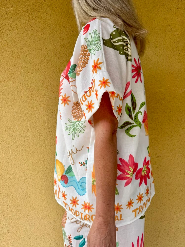 Chemise viscose et lin Claudia Tropique