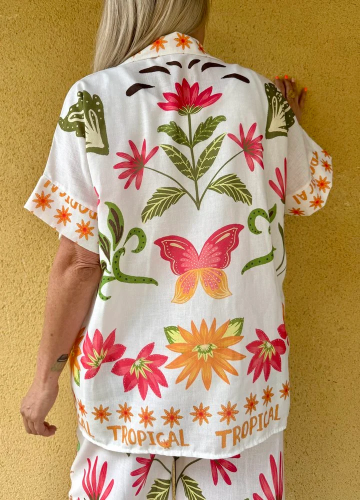 Chemise viscose et lin Claudia Tropique