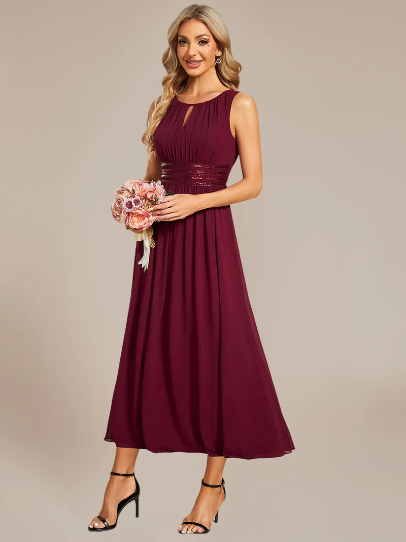 ever LIORAEL|Robe de demoiselle d'honneur mi-longue en mousseline avec taille froncée