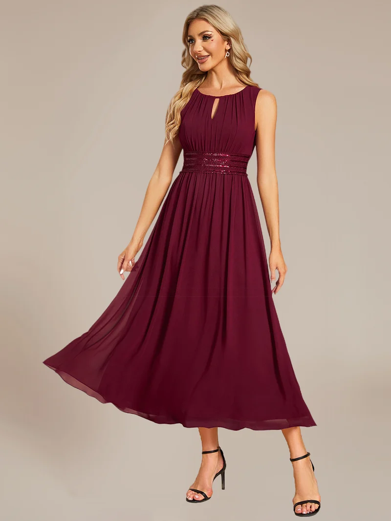 ever LIORAEL|Robe de demoiselle d'honneur mi-longue en mousseline avec taille froncée