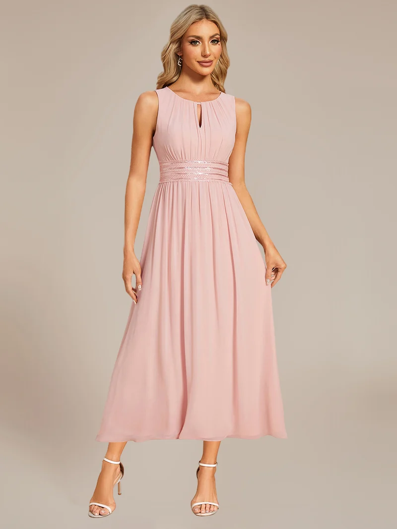 ever LIORAEL|Robe de demoiselle d'honneur mi-longue en mousseline avec taille froncée