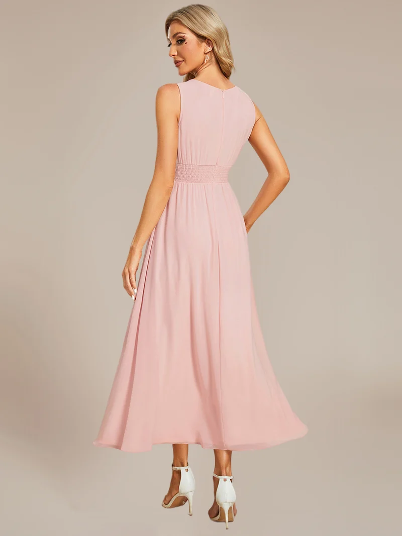 ever LIORAEL|Robe de demoiselle d'honneur mi-longue en mousseline avec taille froncée