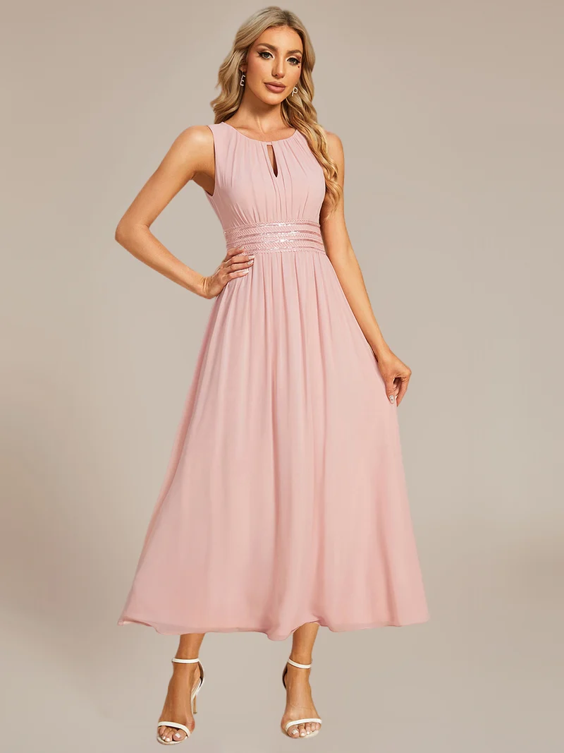 ever LIORAEL|Robe de demoiselle d'honneur mi-longue en mousseline avec taille froncée