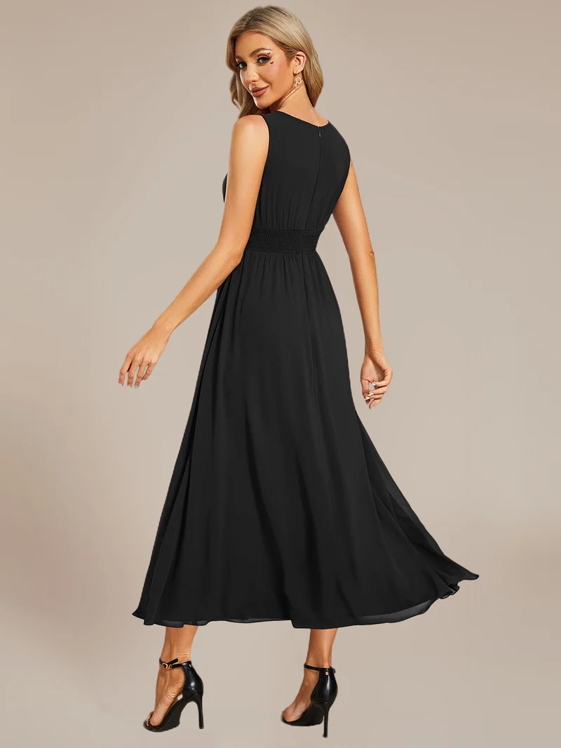 ever LIORAEL|Robe de demoiselle d'honneur mi-longue en mousseline avec taille froncée